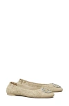 Tory Burch Claire Cap-toe Ballet Flats Natural/light Khaki/gold/silve In Nat/ Light Khaki/ Gold/ Silver
