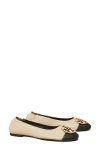 Tory Burch Cap-toe Ballerina Shoes In New Cream / Black / Gold