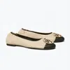 Tory Burch Claire Cap Toe Ballet Flat In Brown