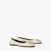 Tory Burch Claire Cap-toe Ballet In New Ivory/silver/gold