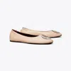 Tory Burch Claire Leather Ballerina Shoes In Rose Pink/gold/silver