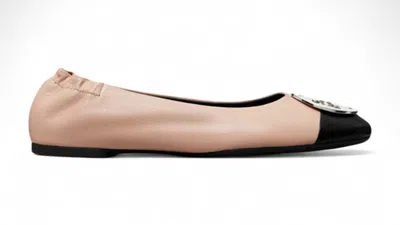 Pre-owned Tory Burch Claire Cap Toe Ballet (women's) Sneakers In Rose Silk/perfect Black