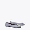 Tory Burch Claire Cap-toe Quilted Ballet In Dew Blue/gold/silver