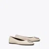 Tory Burch Claire Cap-toe Quilted Ballet In Light Cream/silver/gold