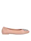 Tory Burch Minnie Travel Ballet Flats In Nude & Neutrals