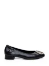 Tory Burch Woman Ballet Flats Black Size 8 Leather In Perfect Black/gold/silver
