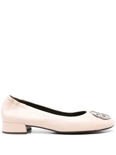 Tory Burch Claire Leather Ballerina Shoes In Pink