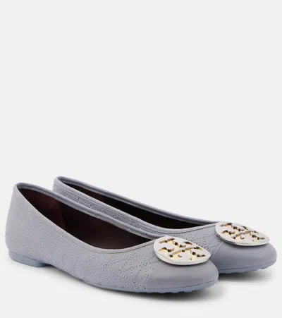 Tory Burch Claire Leather Ballet Flats In Blue