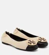 Tory Burch Woman Ballet Flats Chocolate Brown Size 8 Leather In White