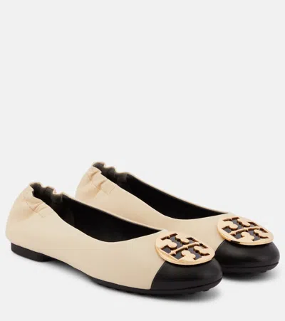 Tory Burch Claire Leather Ballet Flats In White