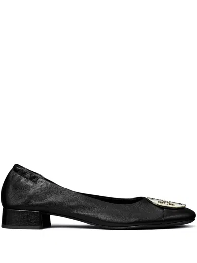 Tory Burch Claire 25mm Leather Ballerina Shoes In Black