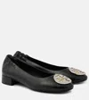 Tory Burch Claire 25mm Leather Ballerina Shoes In Gold