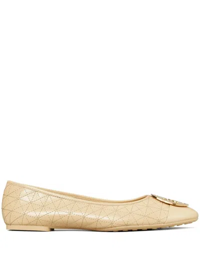 Tory Burch Claire Quilted Ballerina Shoes In Neutrals