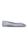 Tory Burch Claire Quilted-leather Ballerina Shoes In Gray