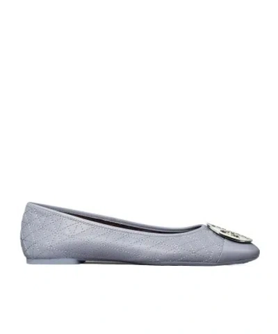 Tory Burch Claire Quilted-leather Ballerina Shoes In Gray