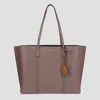 TORY BURCH CLAK SHELL LEATHER PERRY TOTE BAG