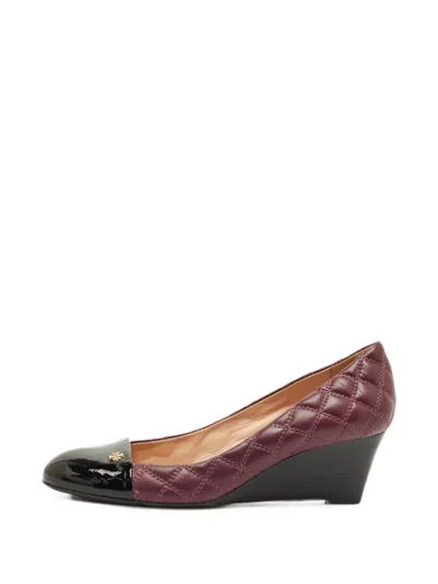 Pre-owned Tory Burch Claremont Quilted Heeled Pumps In Purple