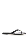 Tory Burch 'classic' Black Flip Flop Sandals With Logo Plaque And Thong Strap