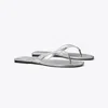 Tory Burch Logo-plaque Laminated Flip-flops In Argento