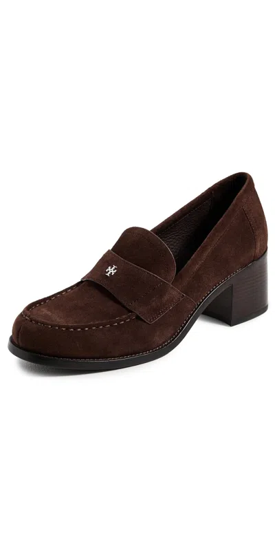 Tory Burch Classic Heeled Loafers 55mm Dark Cocoa In Brown