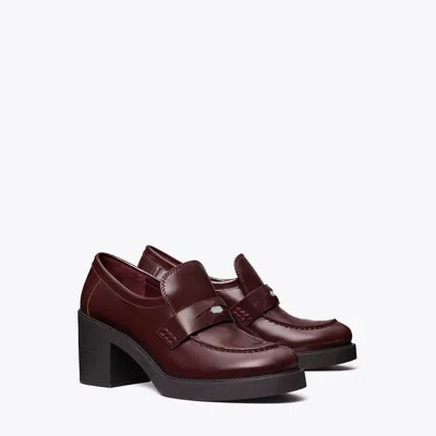 Tory Burch Classic Heeled Lug Loafers Plum In Brown