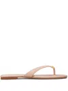 Tory Burch Logo-plaque Leather Flip Flops In Pink