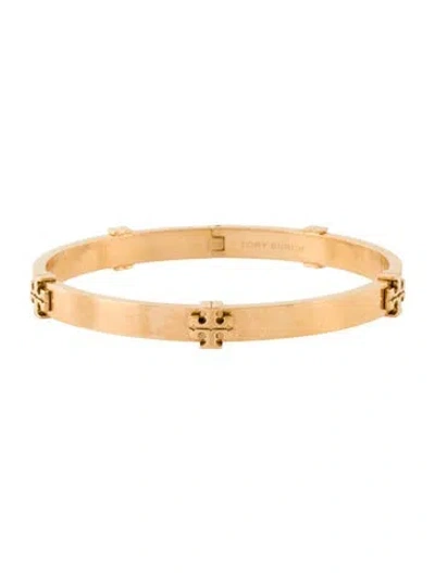 Pre-owned Tory Burch Classic Logo Hinged Bangle Bracelet, 7" In Multicolor