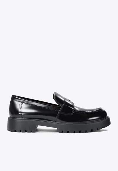 TORY BURCH CLASSIC LUG CALF LEATHER LOAFERS