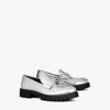 Tory Burch Metallic Medallion Classic Lug-sole Loafers In Argento