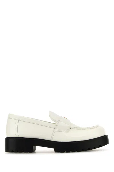 TORY BURCH TORY BURCH WHITE LEATHER LOAFERS
