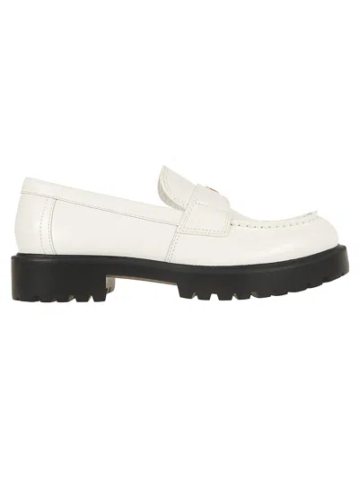 Tory Burch White Loafer With Logo Plate