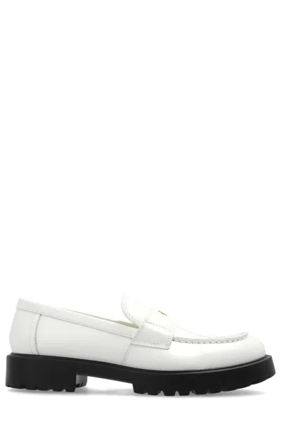 Tory Burch White Loafer With Logo Plate