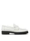 Tory Burch White Loafer With Logo Plate In White
