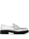 Tory Burch Metallic Medallion Classic Lug-sole Loafers In Silver