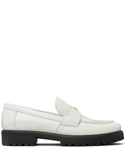 Tory Burch White Loafer With Logo Plate In Nappa Leather Woman In Beige