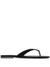 Tory Burch 10mm Simple Logo Leather Thong Sandals In Perfect Black