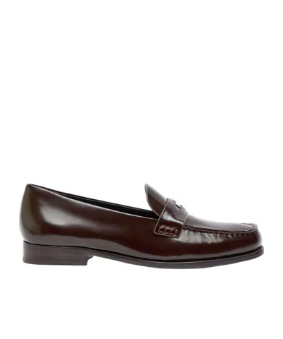 Tory Burch Classic Penny Glossed Leather Loafers In Burgundy