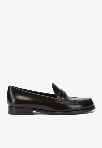 Tory Burch Classic Penny Loafers In Calf Leather In Brown