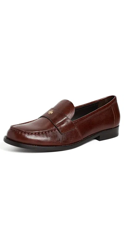 Tory Burch Classic Penny Loafers Negroni With Gold Logo In Brown