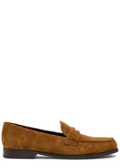 Tory Burch Classic Penny Suede Loafers In Brown