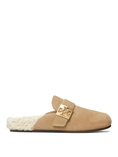 Tory Burch Mellow Faux Shearling Lined Mule In Brown