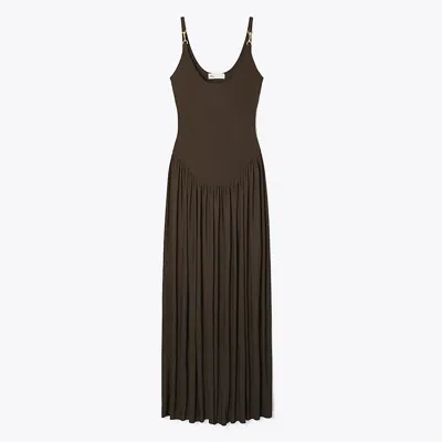 Tory Burch Clip Tank Dress In Deep Chocolate