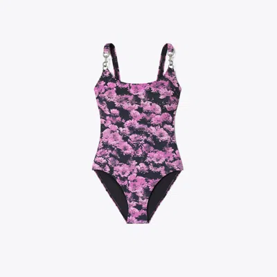Tory Burch Clip Tank Swimsuit In Black