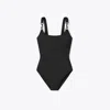 Tory Burch Clip Tank Swimsuit In Black