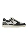 Tory Burch Clover Court Colour-block Leather Sneakers In Purity/perfect Black