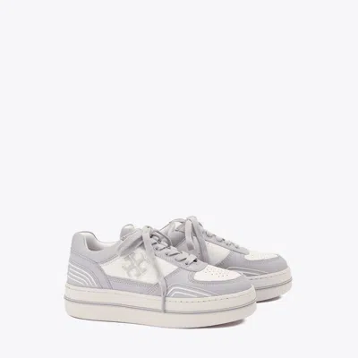 Tory Burch Clover Court Platform Sneaker In Purity/silver/feather Gray