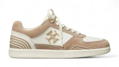 Pre-owned Tory Burch Clover Court Sneaker (women's) Sneakers In Beige In Sand