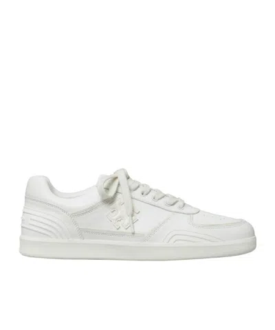 Tory Burch Clover Logo-patch Sneakers In White