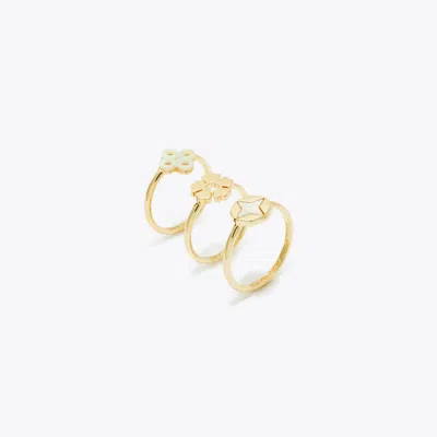 Tory Burch Clover Stacking Ring Set