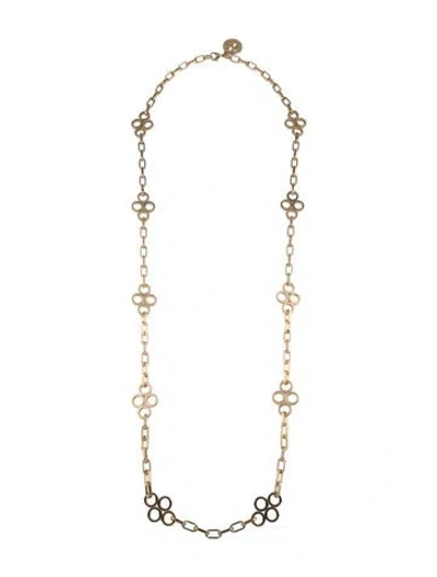 Pre-owned Tory Burch Clover Station Necklace, 42" In Multicolor